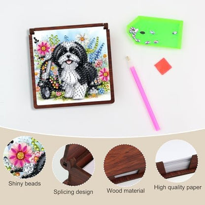 Sticky Note Holder Diamond Art Painting Wooden Post Note Dispenser