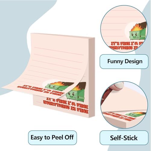 24Pcs Funny Sticky Notes for Work Sarcastic Pads Self Adhesive