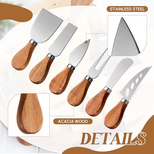 Hushee 6 Pcs Charcuterie Cheese Serving Knife Set with Magnetic Wooden