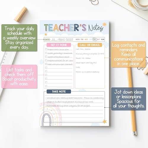 Teacher Notepad, Rainbow Boho To-Do List, New Teacher Gift