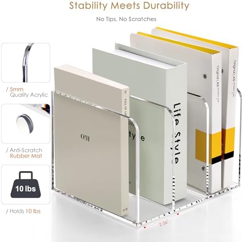SANRUI Clear Acrylic Vertical Magazine File Organizer with 3-Slot