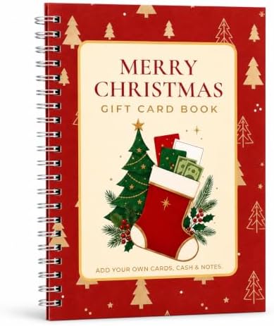 Merry Christmas Gift Card Book-14 Themed Pages, Hardcover & Durability