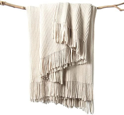 lifein Chenille Throw Blanket 50x60 - Soft Boho Knitted Blanket for