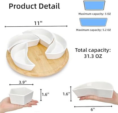 Cididu Ceramic Serving Tray Platters Lazy Susan, Rotating Divided