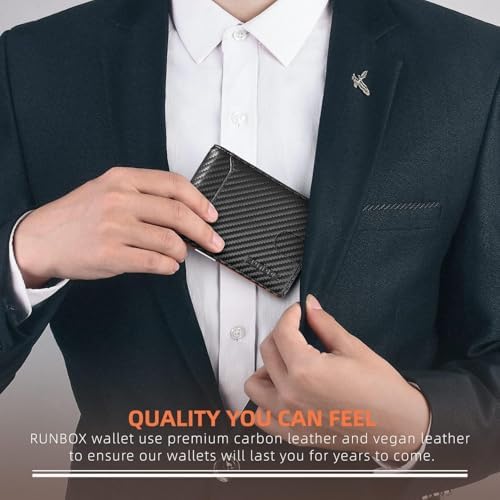 RUNBOX Slim Wallet for Men - RFID Blocking Leather Bifold with Money