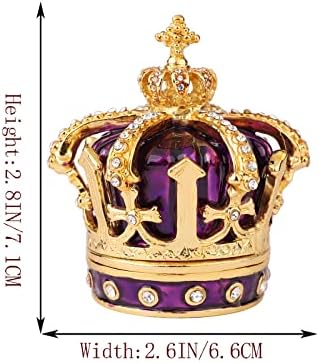 QIFU Hand Painted Purple Royal Crown Style Decorative Enameled Trinket