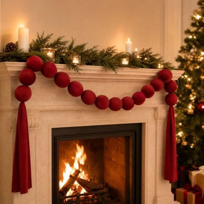 Velvet Red Balls Hanging Christmas Ornaments, Shatterproof Christmas