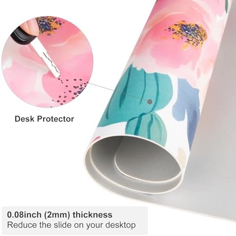 Faux Leather Large Mouse Pad, Office Desk Mat, 31.5"x15.7", Pink
