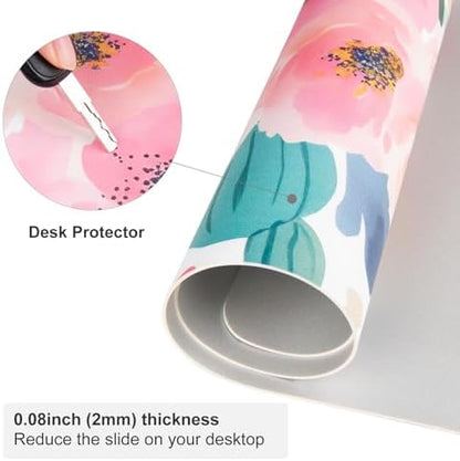 Faux Leather Large Mouse Pad, Office Desk Mat, 31.5"x15.7", Pink