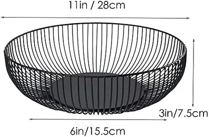 Fruit Bowl for Kitchen Counter, Black Wire Fruit Bowl, Metal