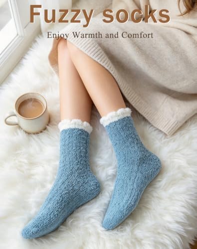 Chalier 7 Pairs Fuzzy Socks for Women, Winter Cozy Fluffy Socks