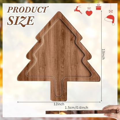 Ziliny 6 Pcs 12" Acacia Wood Christmas Charcuterie Board, Christmas