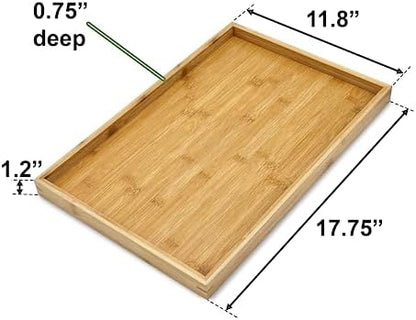 Natural Bamboo Serving Tray Platter 17.75 x 11.8 Rectangular, Bamboo