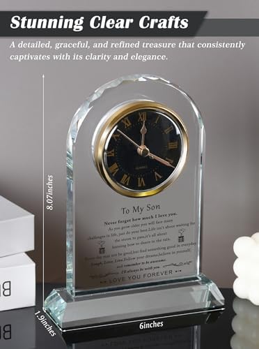 Gifts for Son from Mom Dad, Birthday Graduation Christmas Glass Clock