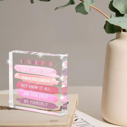 Mental Health Decor - Pink Office Decor Ornaments Teacher Desk