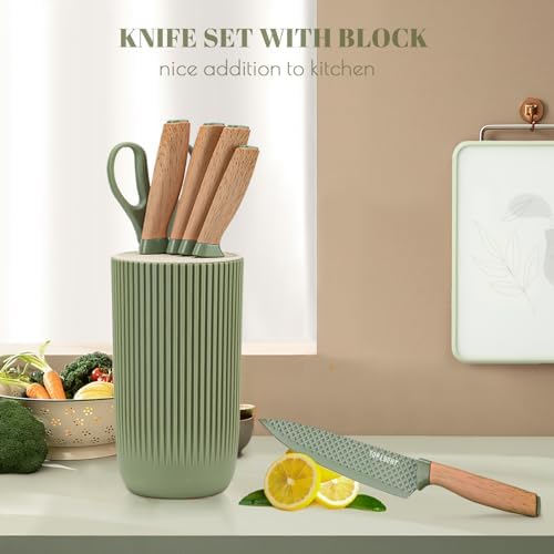 Kitchen Knife Set, Retrosohoo 6-Pieces Green Sharp Knife Set for