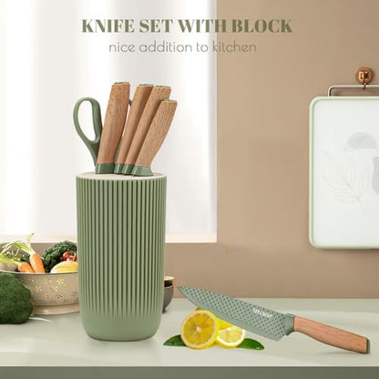Kitchen Knife Set, Retrosohoo 6-Pieces Green Sharp Knife Set for