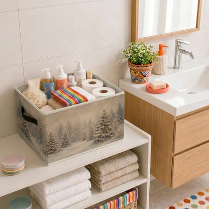 Christmas Winter Forest Foldable Storage Bins with Handles