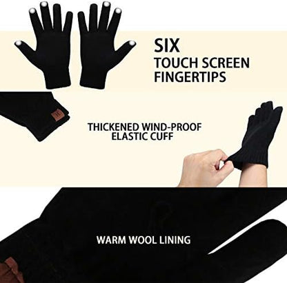 FZ FANTASTIC ZONE Winter Beanie Hats Scarf Touchscreen Gloves for Men
