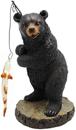 StealStreet SS-G-54267 Black Bear Fishing on Black Rock Figurine, 7"