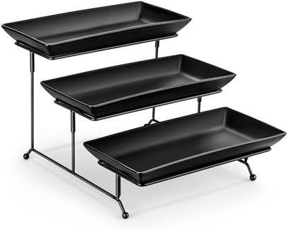 MALACASA 3 Tier Serving Tray, Porcelain Tiered Serving Trays Platters