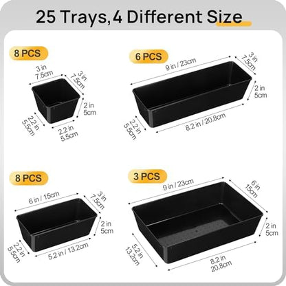 Vtopmart 25 Pack Plastic Drawer Organizers with Non-slip Rubber Pads