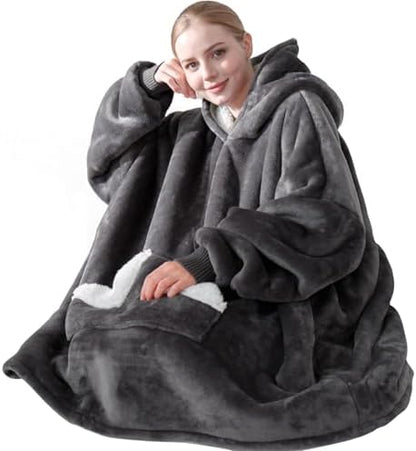 Touchat Wearable Blanket Hoodie, Oversized Sherpa Fleece Sweatshirt