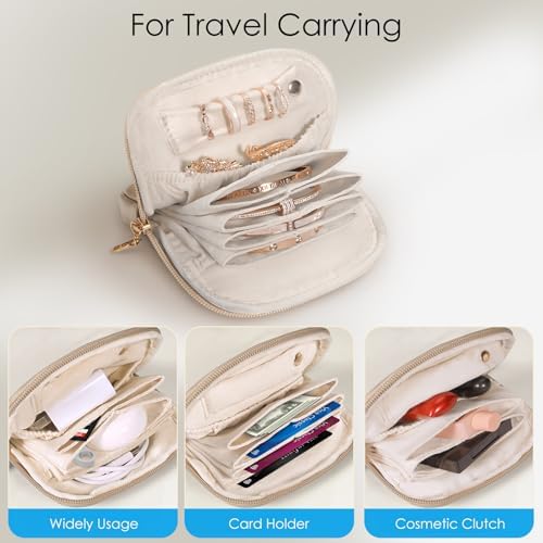SITHON Small Travel Jewelry Case with Ring Holder, Mini Jewelry Pouch