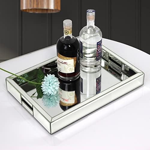 Rectangle Silver Mirror Decorative Tray Size 11” Length x 14” Width x