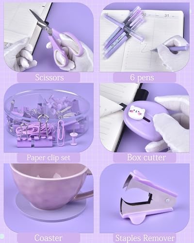 Purple Desk Accessories and Organizers with Desk Organizer and