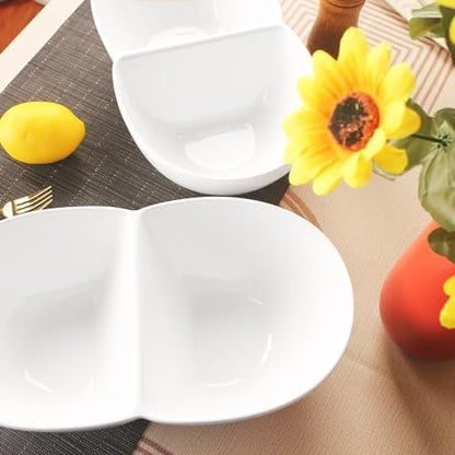 Creative Home Chip and Dip Bowl Set, Ceramic Divider Bowl, Plate