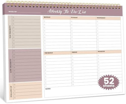Weekly To Do List Notepad with 52 Undated Sheets(8.5"×11")- Undated