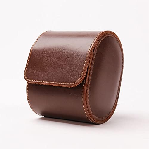 Watch Roll Travel Leather Case - Brown Single Watch Gift Box with