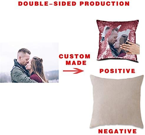 Family Photo Sequin Cushion Cover Custom Image Reversible Sequin