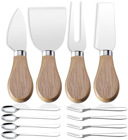 Linwnil Mini Cheese Knife Set with wood Handle - Stainless Steel