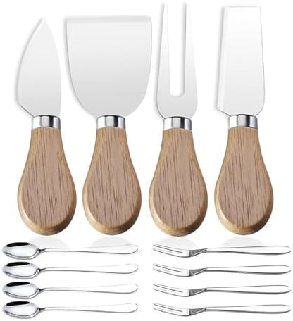 Linwnil Mini Cheese Knife Set with wood Handle - Stainless Steel