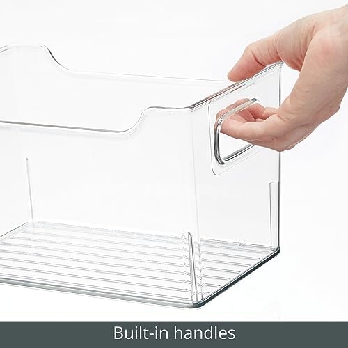 mDesign Deep Plastic Office Storage Bins with Handles for Organization