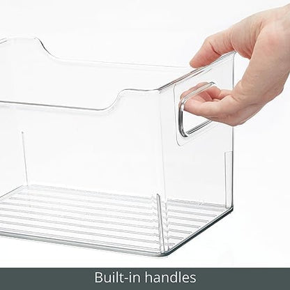 mDesign Deep Plastic Office Storage Bins with Handles for Organization