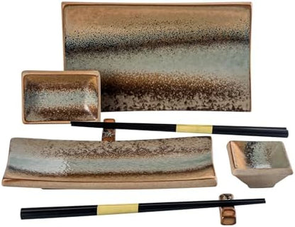 UNICASA Ceramic Sushi Plate Set for 2 people,Japanese Dinnerware Gift