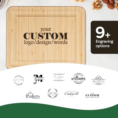 Personalized Charcuterie Board Gift Set - Custom Engraved Bamboo