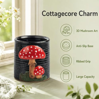 dgudgu Mushroom Kitchen Utensil Holder For Countertop Ceramic Utensil