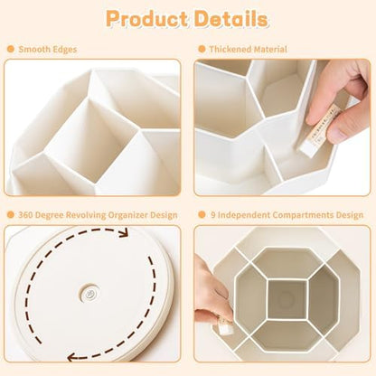 Cayxenful Pencil Pen Holder for Desk,9 Slots 360 Degree Rotating Desk