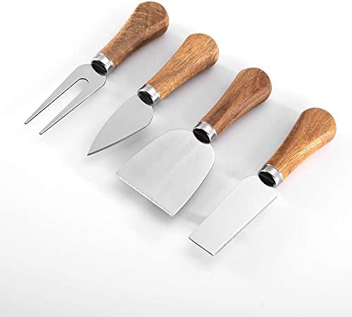 4 Pieces Cheese Knife Set with Wooden Handles Stainless Steel Cheese