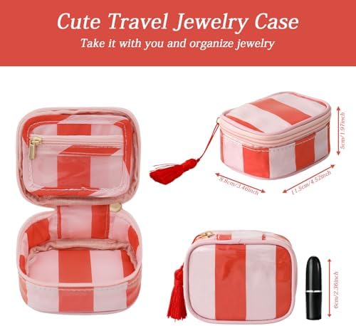 Travel Jewelry Case, Pink and Orange