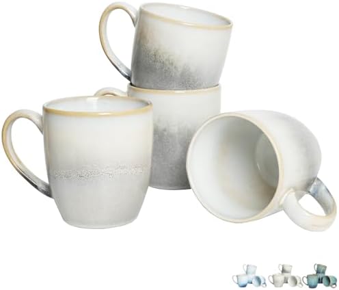 Bosmarlin Ceramic Coffee Mug Set of 4, 17 Oz, Coffee Cups with Big