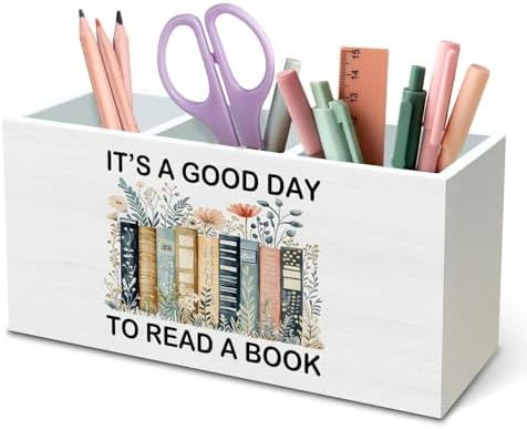 DILSJ Book Lovers Gifts Pen Pencil Holder Organizer for Desk, Bookish