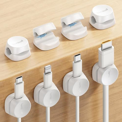 Lamicall 8 Pack Cord Organizer, [1s Lock] Cable Management Clips for