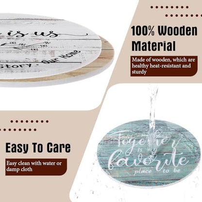 7" Trivets Set of 6 Mat for Hot Dishes with Holder, Farmhouse