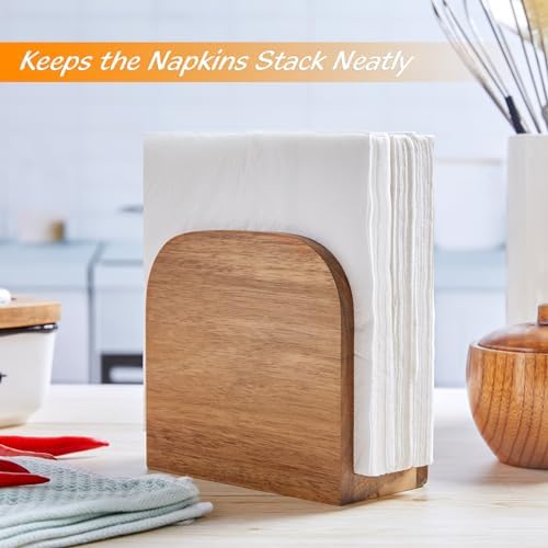 ALELION Acacia Wood Napkin Holder for Table, Wooden Upright Napkin