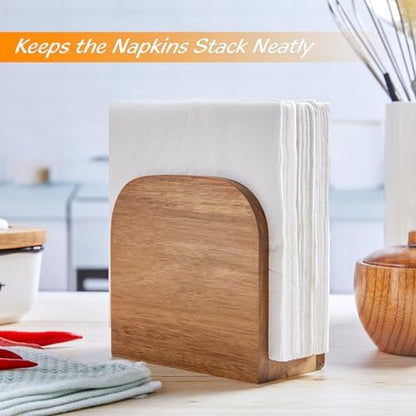 ALELION Acacia Wood Napkin Holder for Table, Wooden Upright Napkin